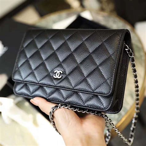 chanel black wallet with chain